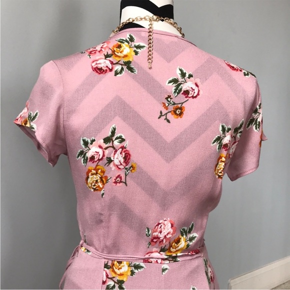 Mauve Floral Wrap Dress - Picture 5 of 7